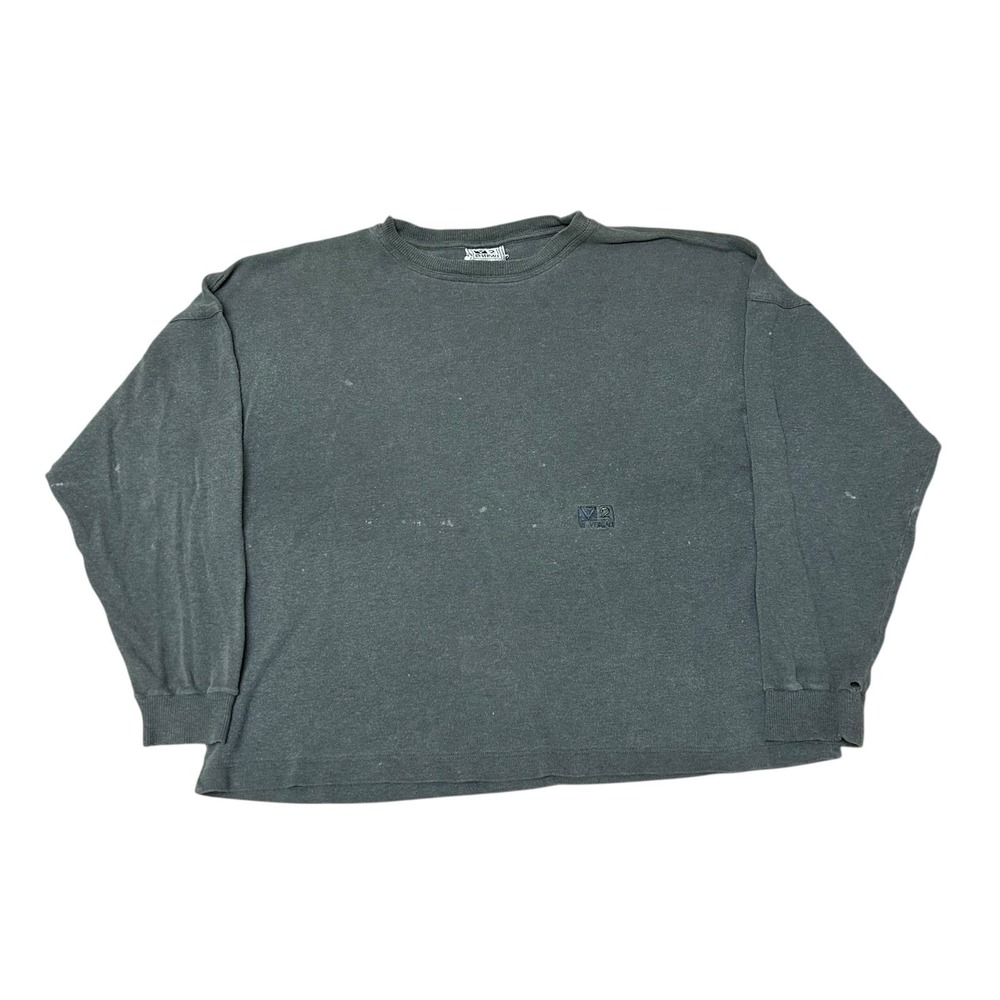 Vinage Versace V2 Women's Crop Crewneck Sweatshirt Faded Black Worn Thrashed L